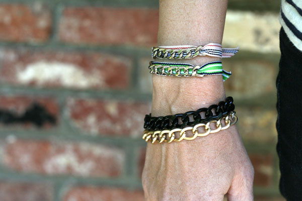 ribbon & chain bracelets